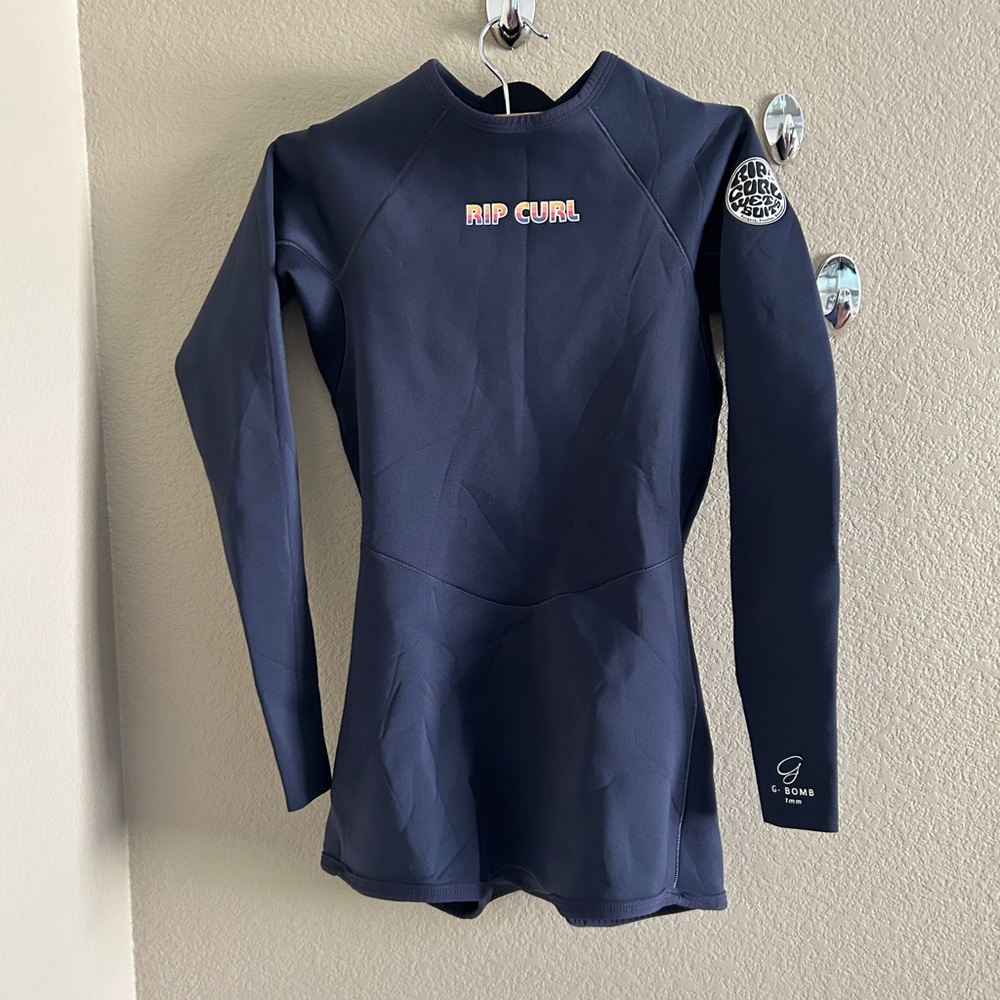 Rip Curl Navy Neoprene Long Sleeve Surf Jacket with Rainbow Zip size 8 - Picture 9 of 10